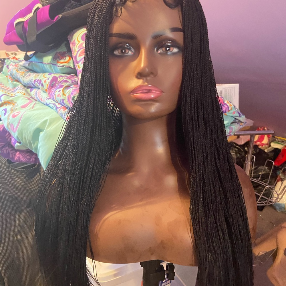 Micro braid closure wig synthetic